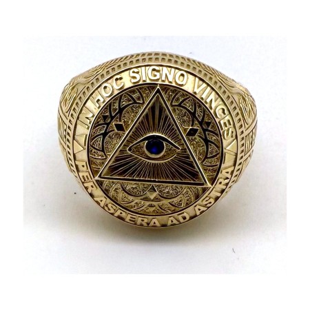 Anillo iluminati circular de oro 18k